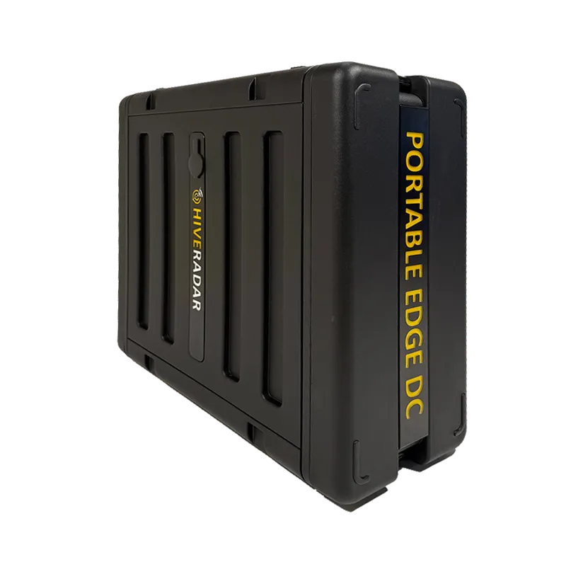 HiveRadar Portable Edge Data Center case with integrated pole mounts and LED visibility panel